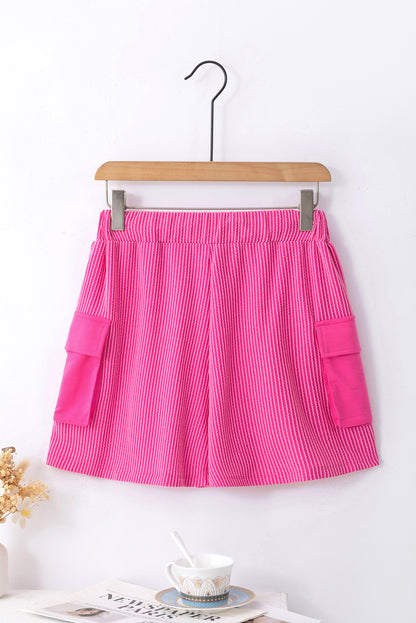 Bright Pink Cargo Pocket Wide-leg Shorts