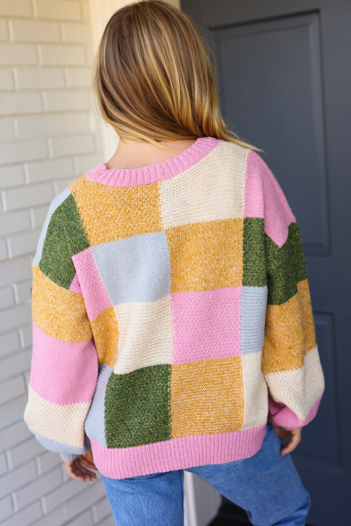 Very Connected Dusty Pink Patchwork Color Block Cardigan