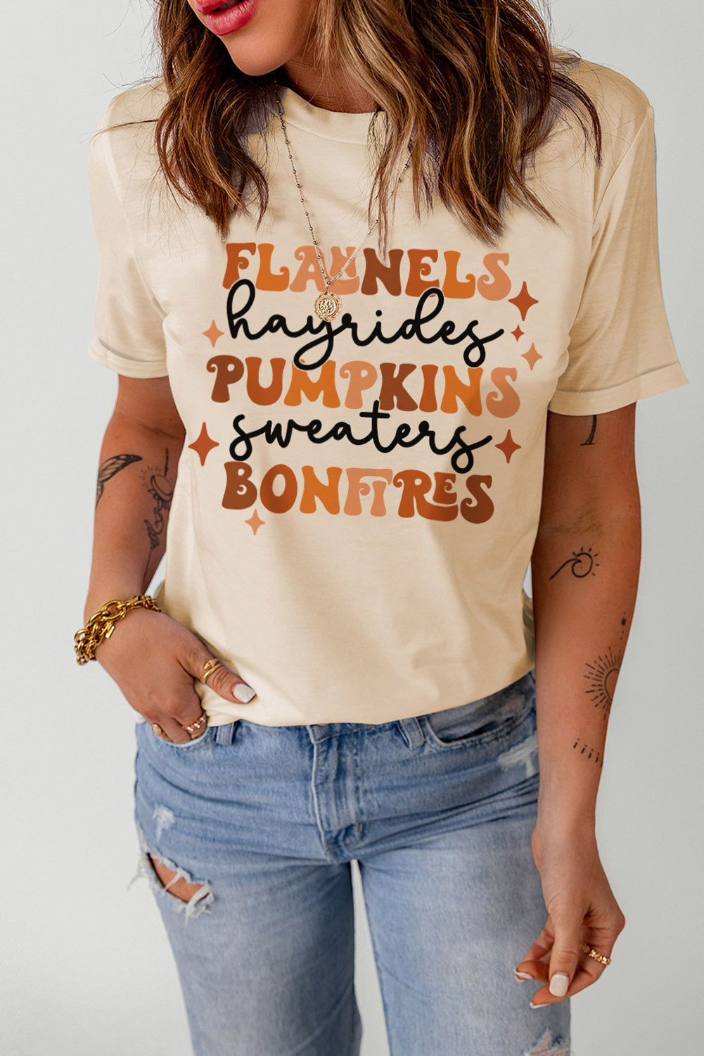 Khaki Flannels Hayrides Pumpkins Bonfires Graphic Tee