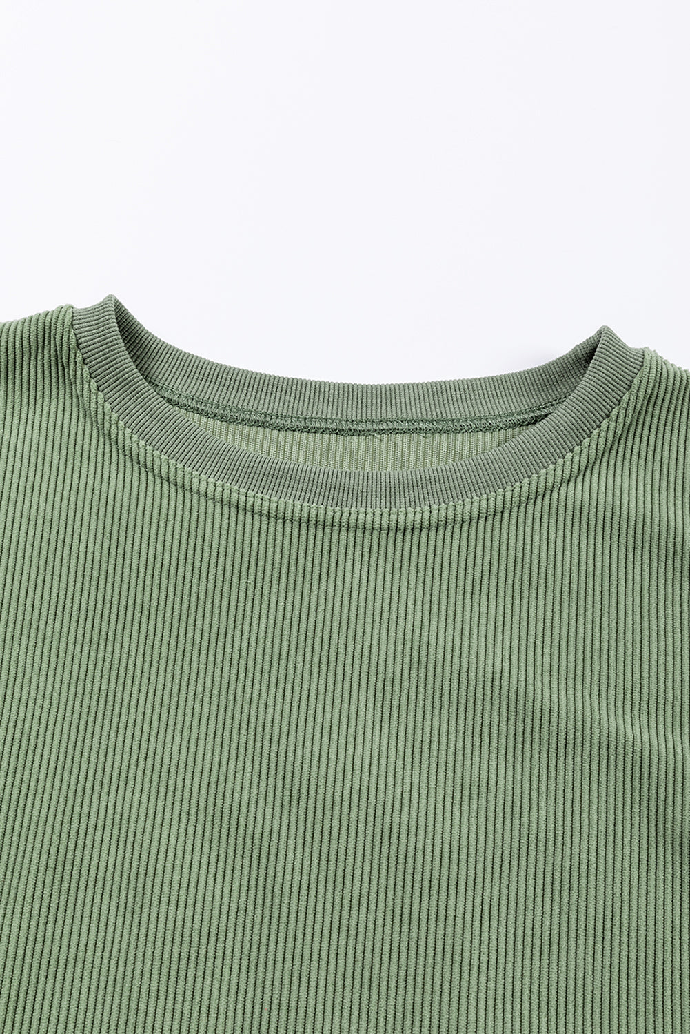 Green Ribbed Corded Oversized Sweatshirt