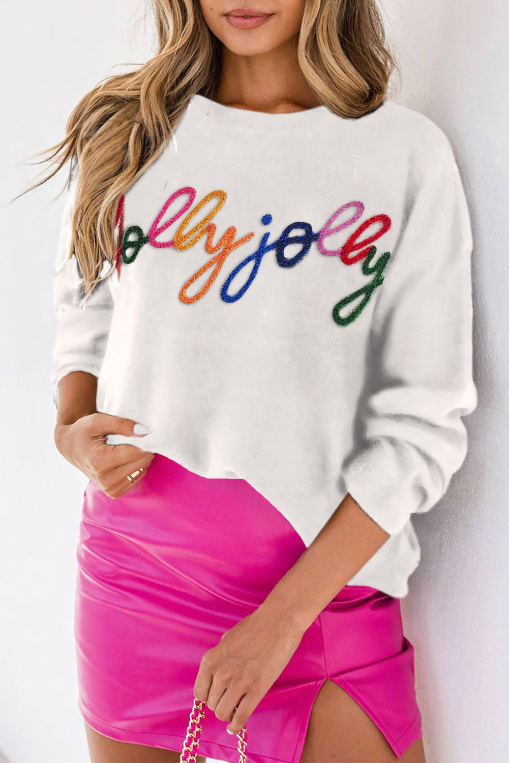 Black Holly Jolly Round Neck Casual Sweater