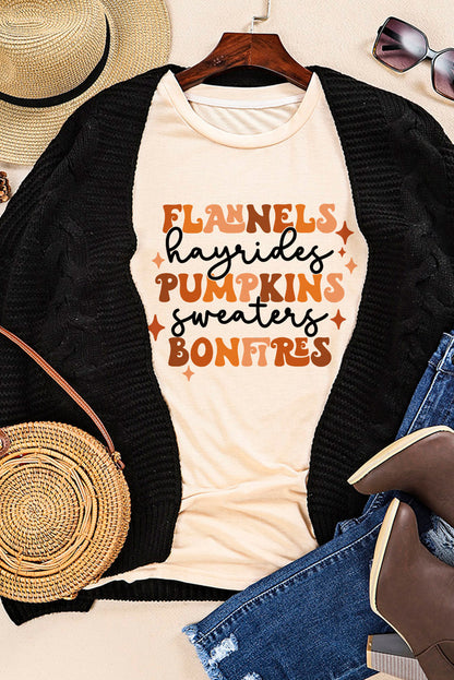 Khaki Flannels Hayrides Pumpkins Bonfires Graphic Tee