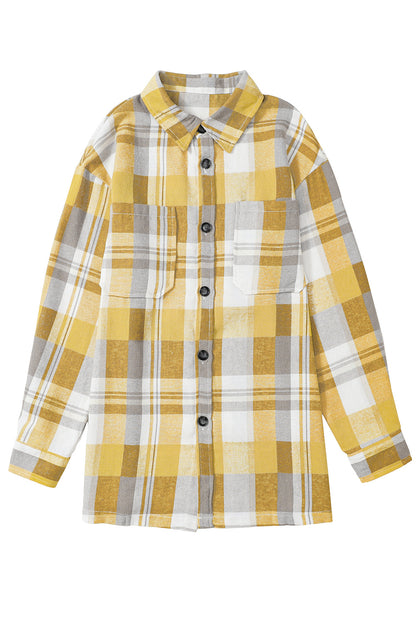 Yellow Plaid Button Up Patch Pocket Shirt