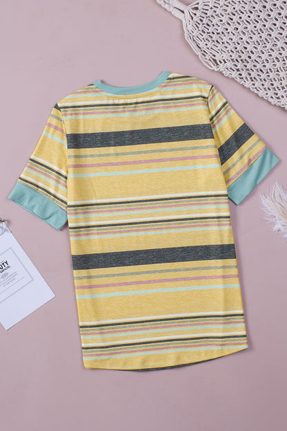 Multicolor Stripes Crew Neck T Shirt