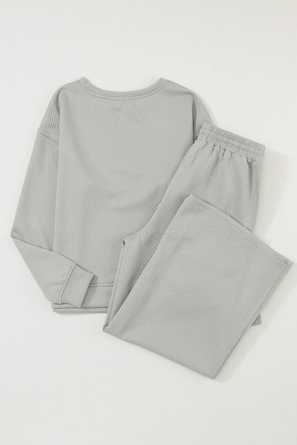 Gray Ultra Loose Textured 2pcs Slouchy Outfit