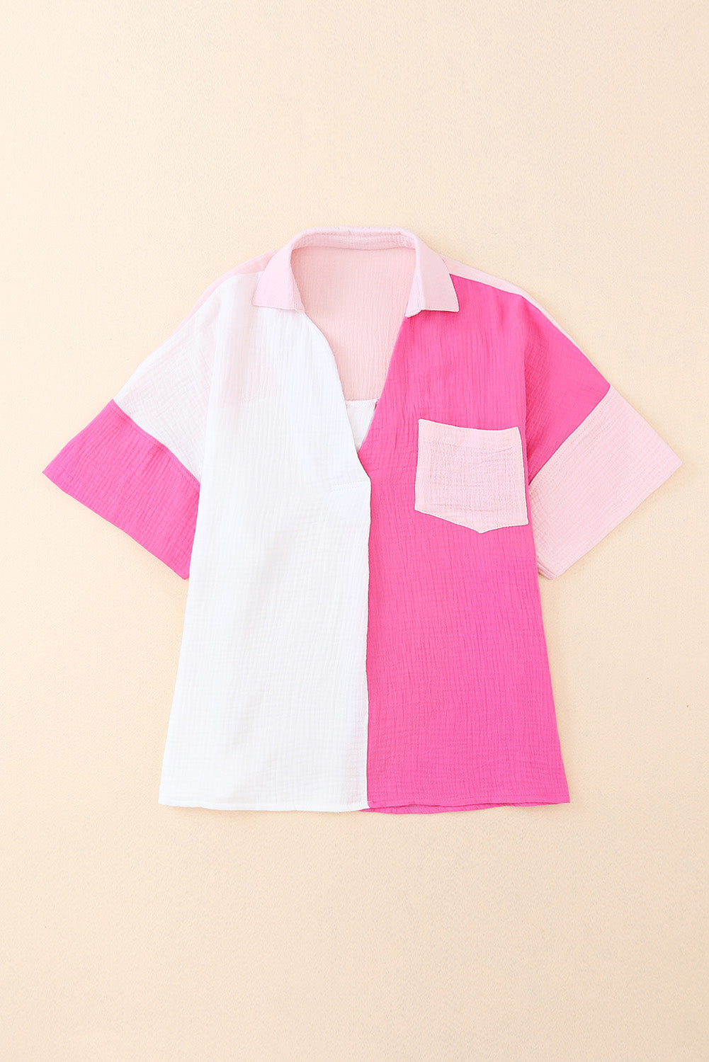 Rose Collared Neck Color Block Polo Shirt