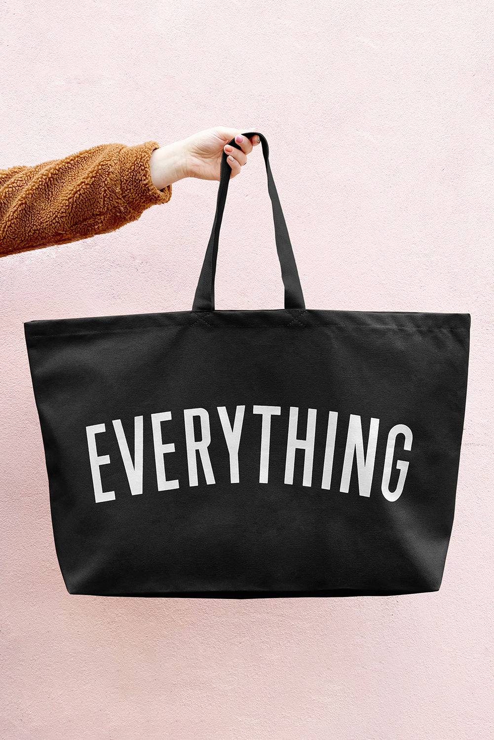 White 73*17*44cm EVERYTHING Letter Print Large Canvas Tote Bag