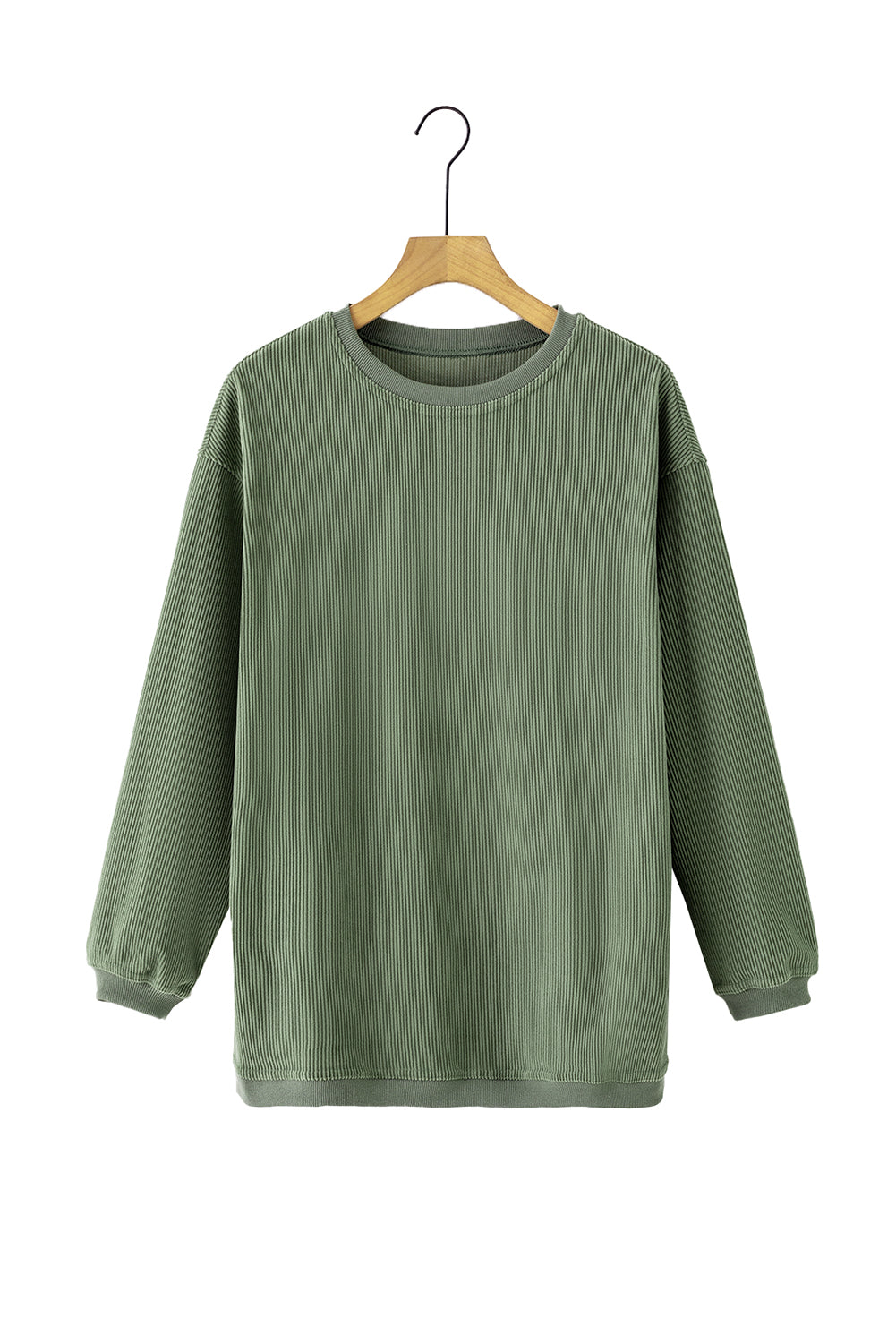 Green Ribbed Corded Oversized Sweatshirt