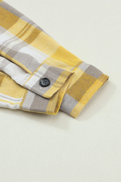 Yellow Plaid Button Up Patch Pocket Shirt