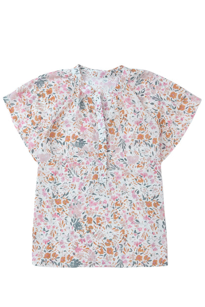 Multicolor Floral Mandarin Collar Top