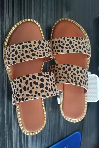 Leopard Strap Casual Flat Slides Shoes