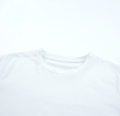 White Solid Color Crew Neck Tee