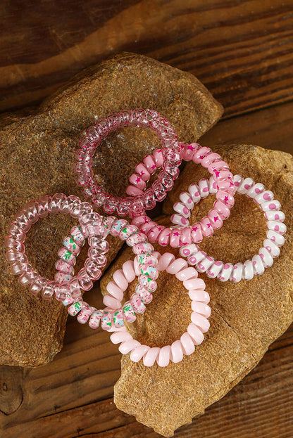 Pink Cute Gradient Starry Dotty Phone Cord Scrunchie Set