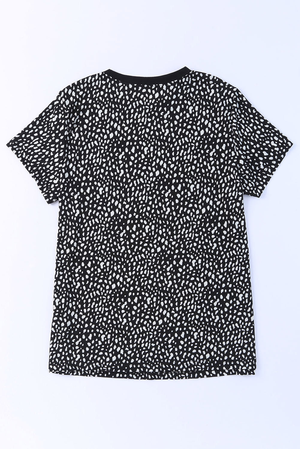 Black Cheetah Print O-neck Short Sleeve T Shirt