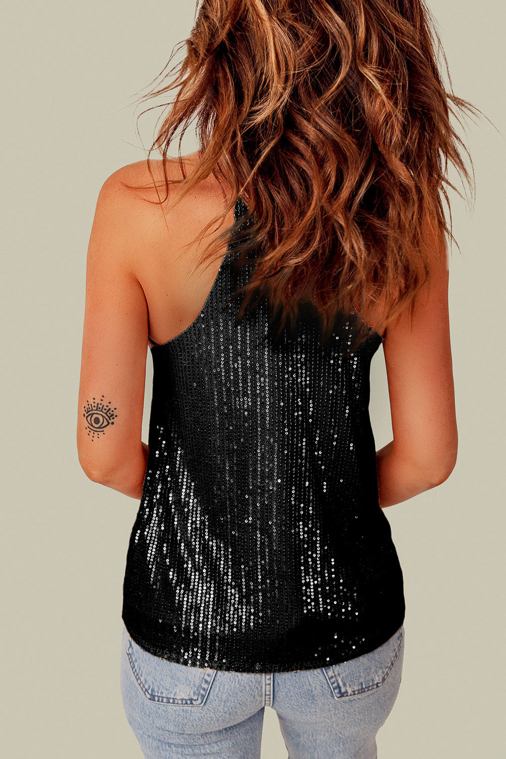 Black Sequin Racerback Tank