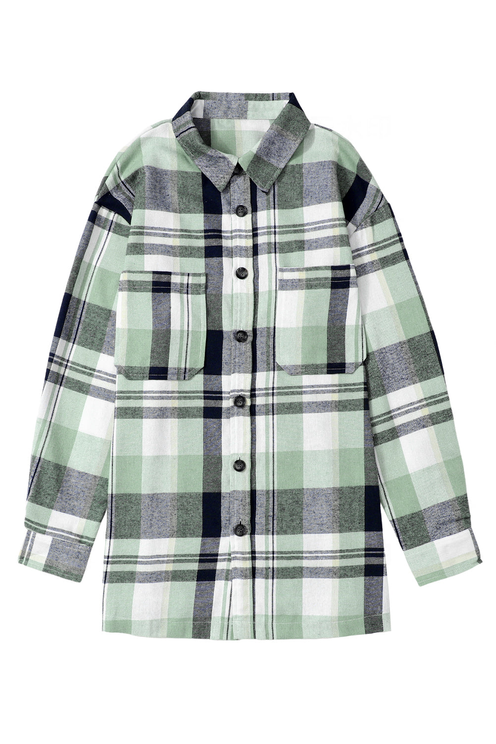 Green Plaid Button Up Patch Pocket Shirt