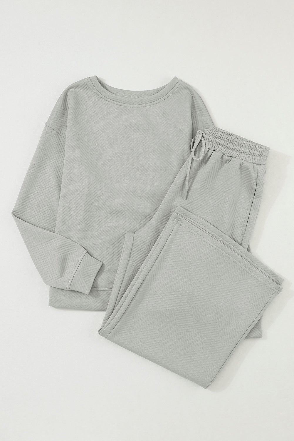 Gray Ultra Loose Textured 2pcs Slouchy Outfit