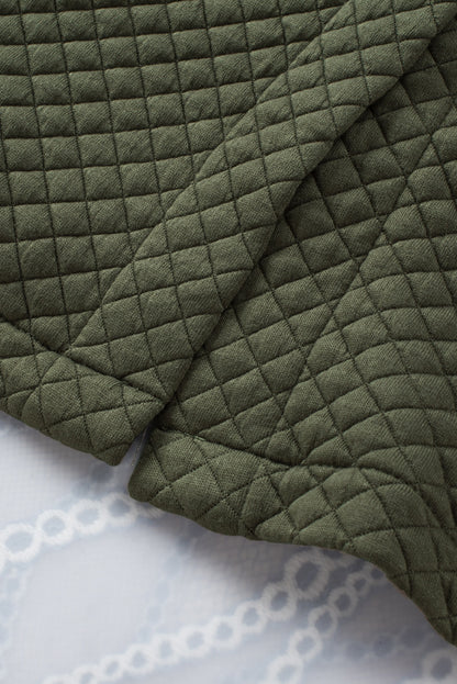 Gray Lattice Texture Retro Flap Pocket Button Quilted Shacket