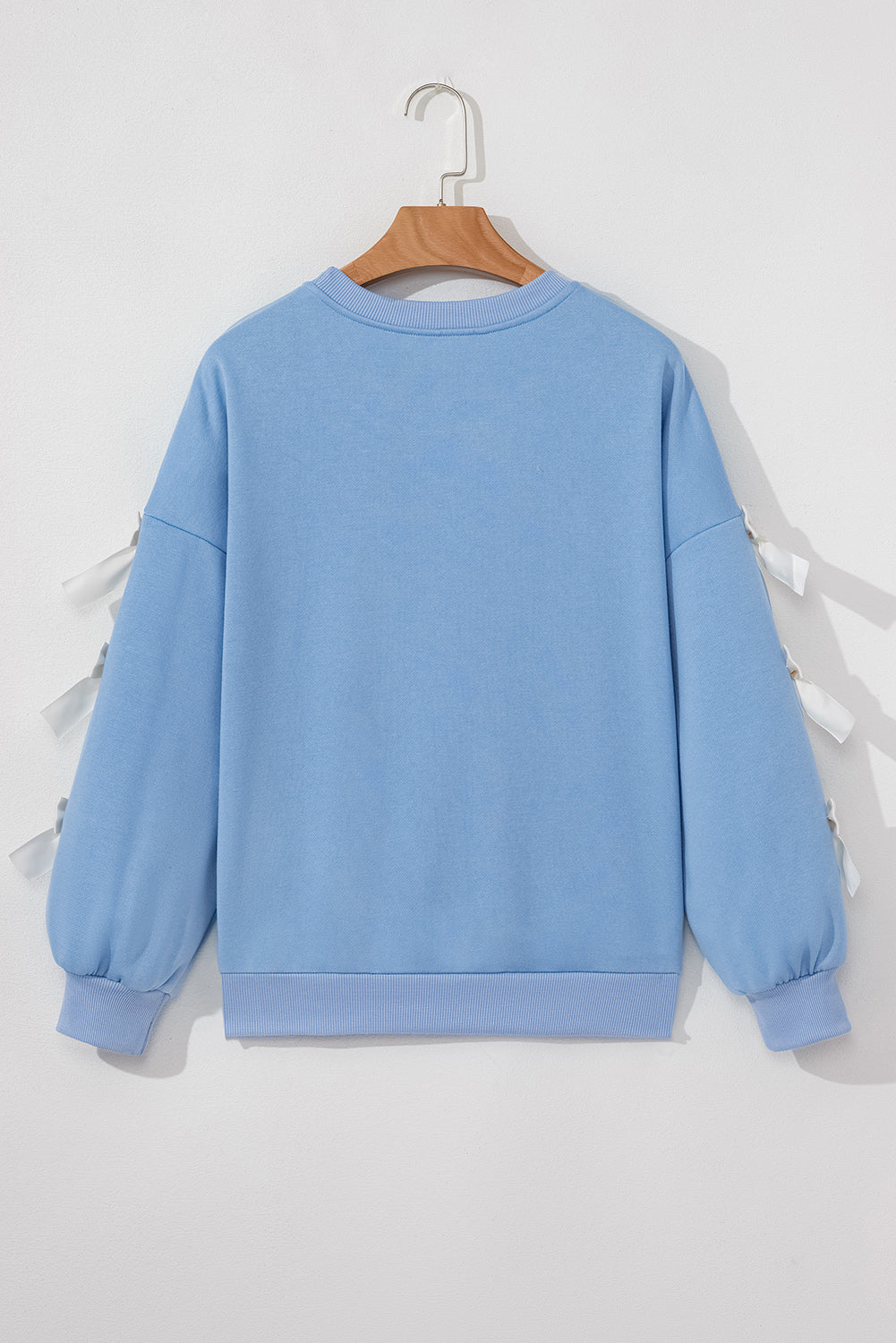 Myosotis Contrast Bow Decor Dropped Sleeve Crewneck Sweatshirt