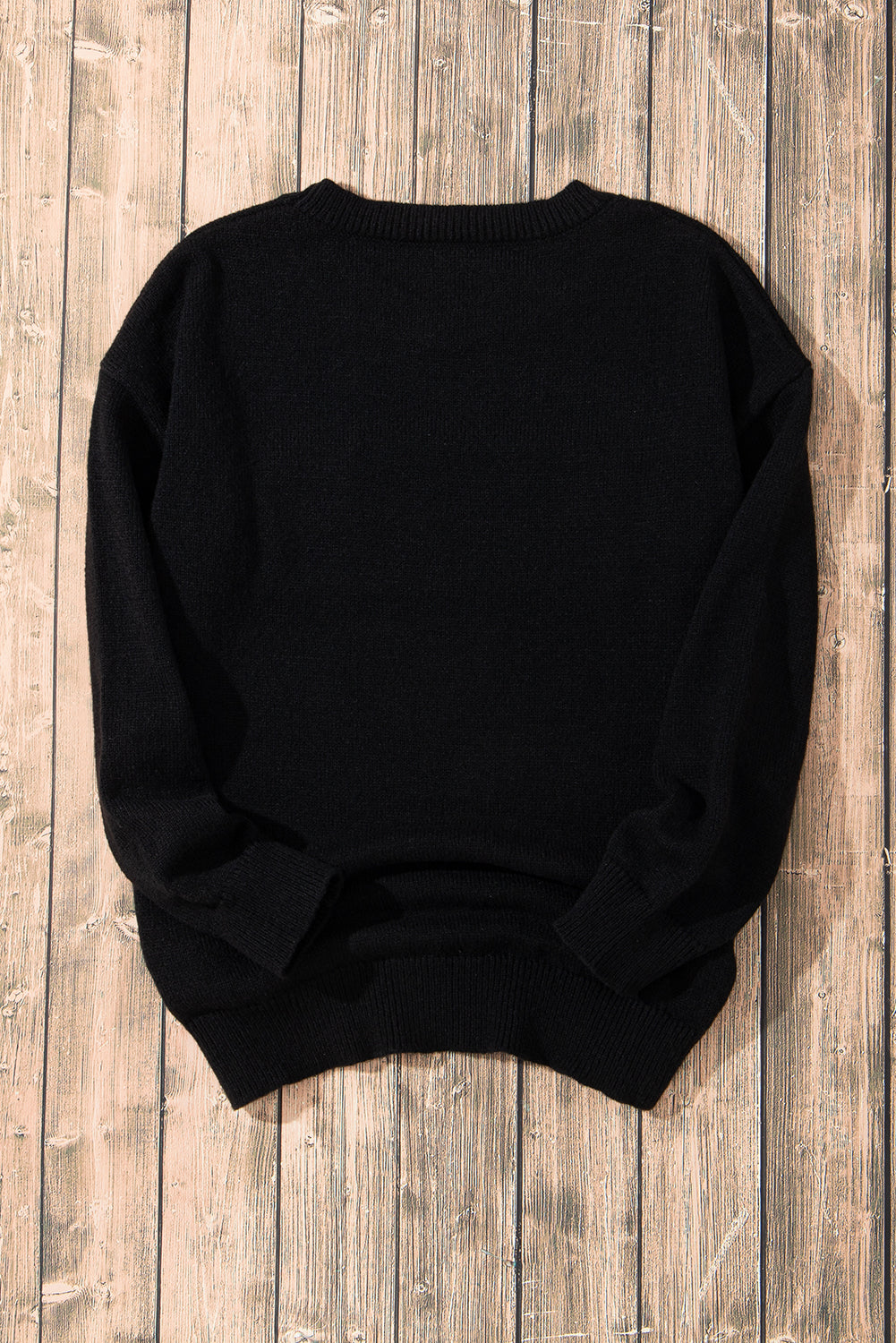 Black Holly Jolly Round Neck Casual Sweater