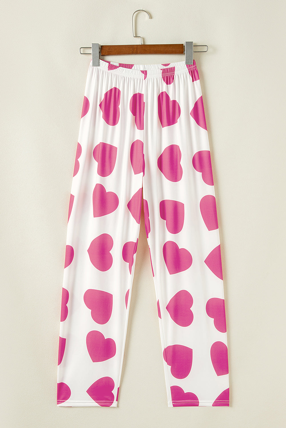 Pink Ruffled Tank Top And Heart Print Pants Lounge Set