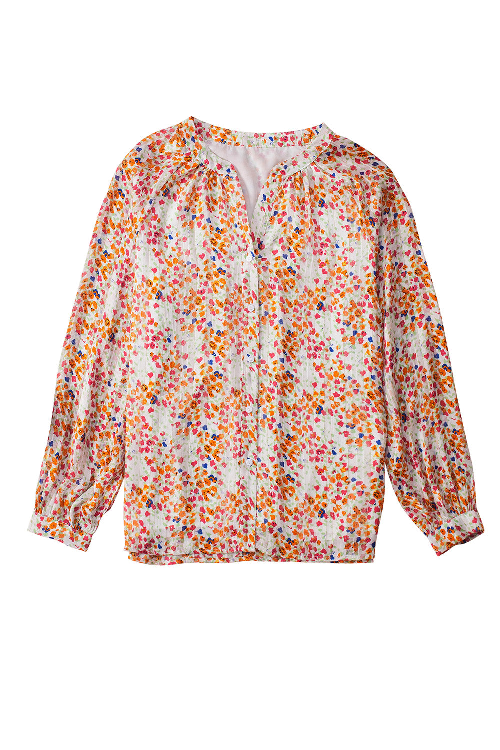 Multicolor Boho Floral Print Button Front Shirt