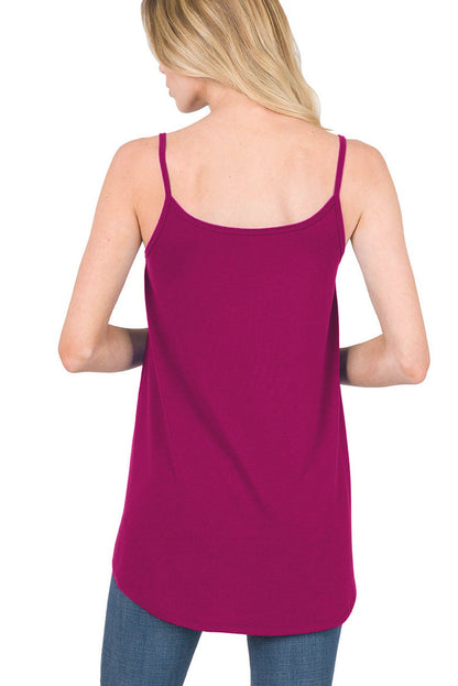 Pitaya Pink Spaghetti Strap V-Neck Flowy Tunic Tank Top