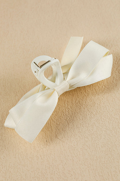 White Bow Decor Large Hair Claw Clip