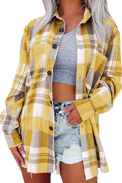 Yellow Plaid Button Up Patch Pocket Shirt