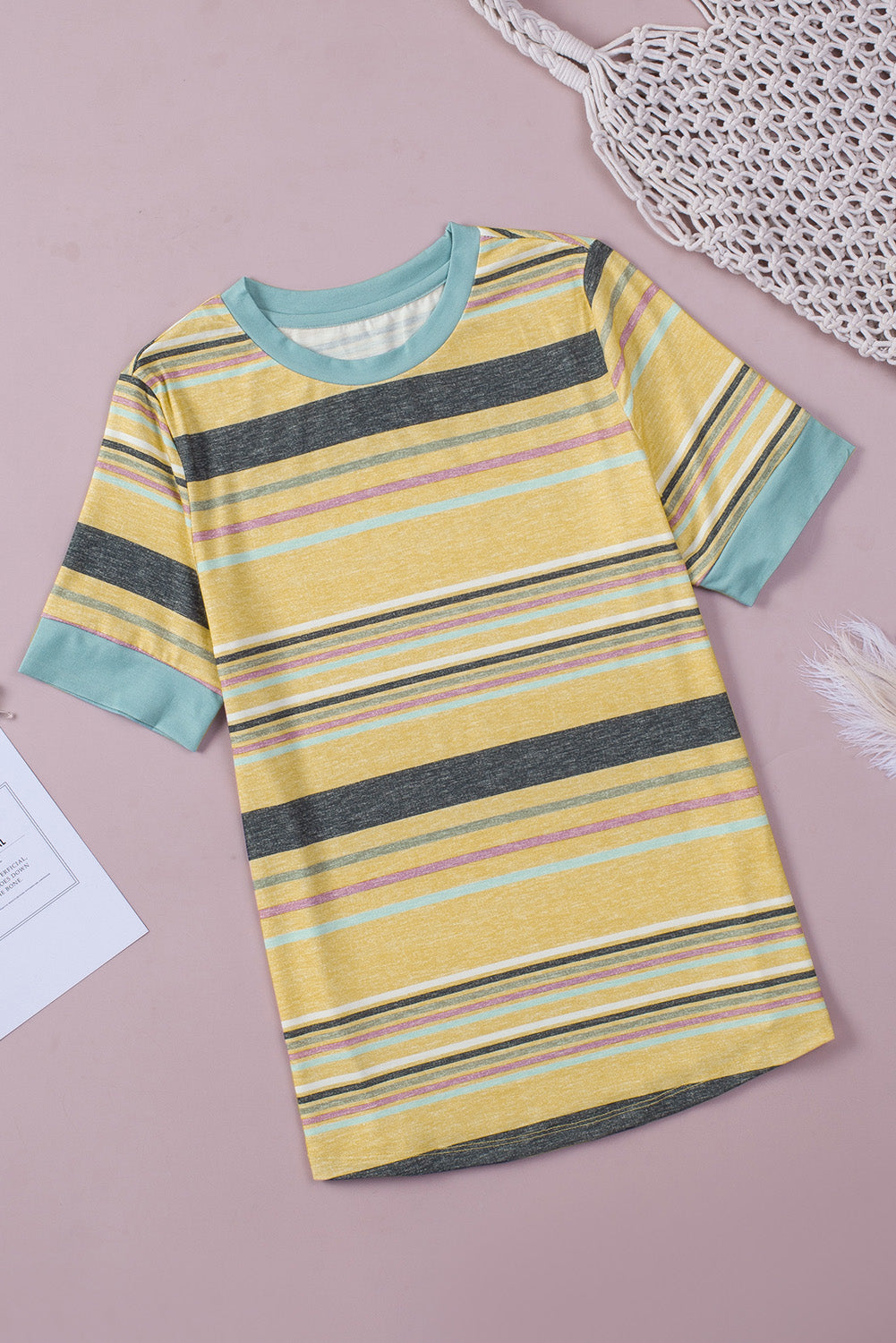 Multicolor Stripes Crew Neck T Shirt