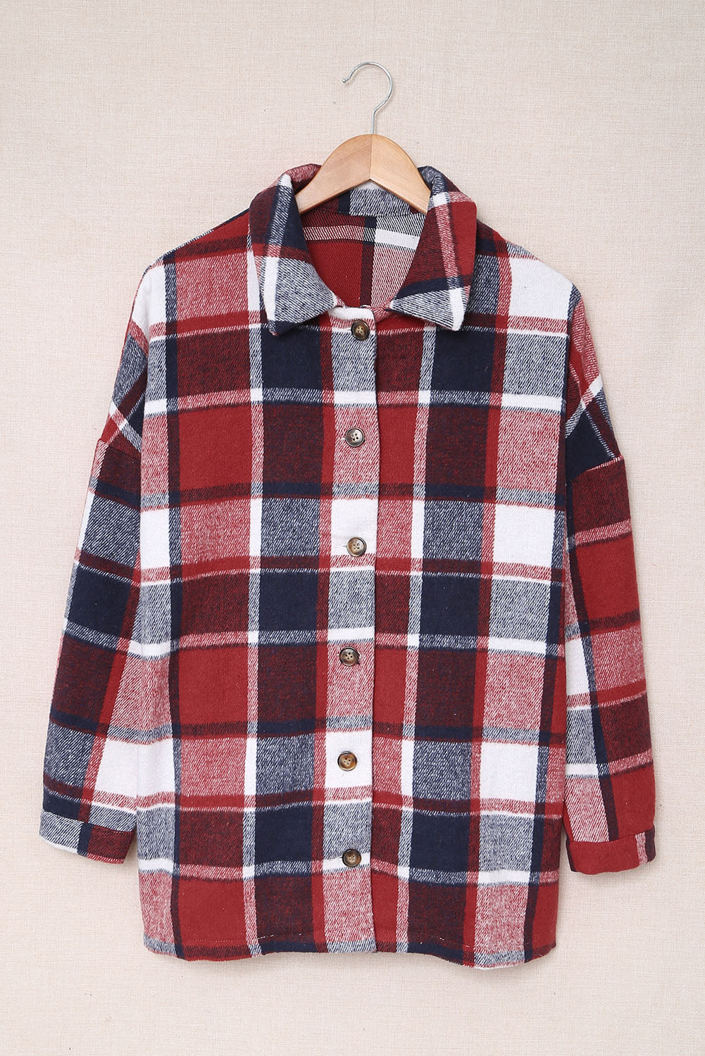 Orange Plaid Button Up Long Sleeve Flannel Shacket