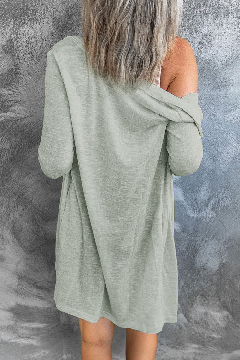 Grey Button Front Lightweight Long Cover Up