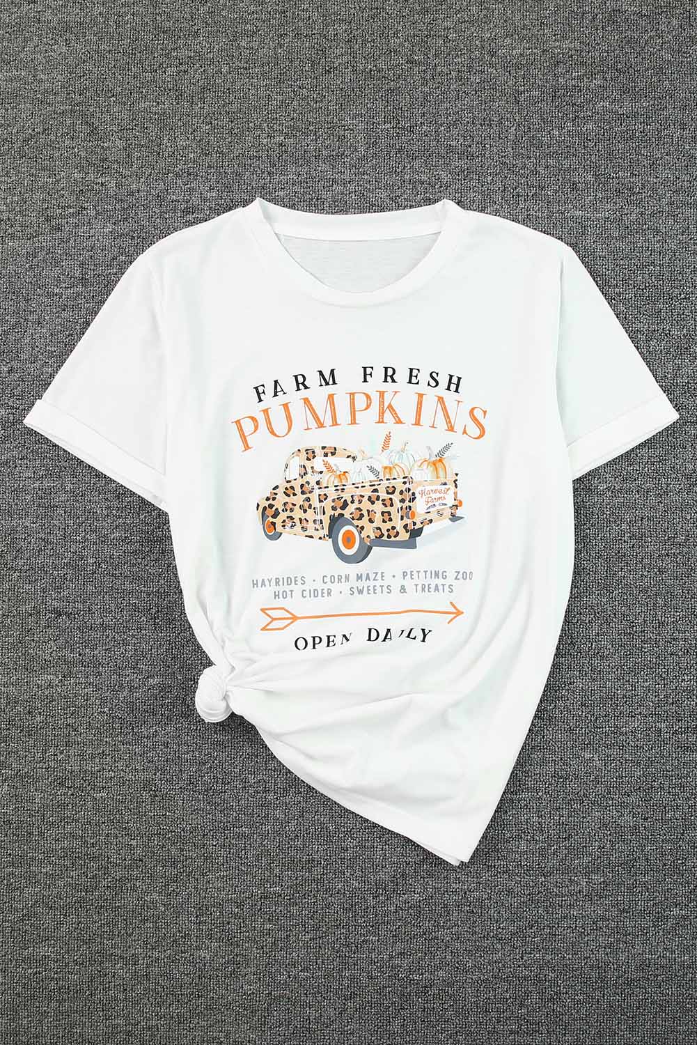 White Pumpkin Truck Graphic Short Sleeve Halloween T Shirt