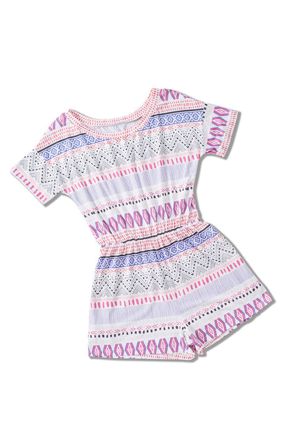 Multicolor Aztec Print Short Sleeve Romper