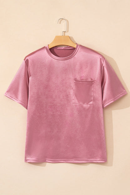 Pink Chest Pocket Loose Fit T Shirt