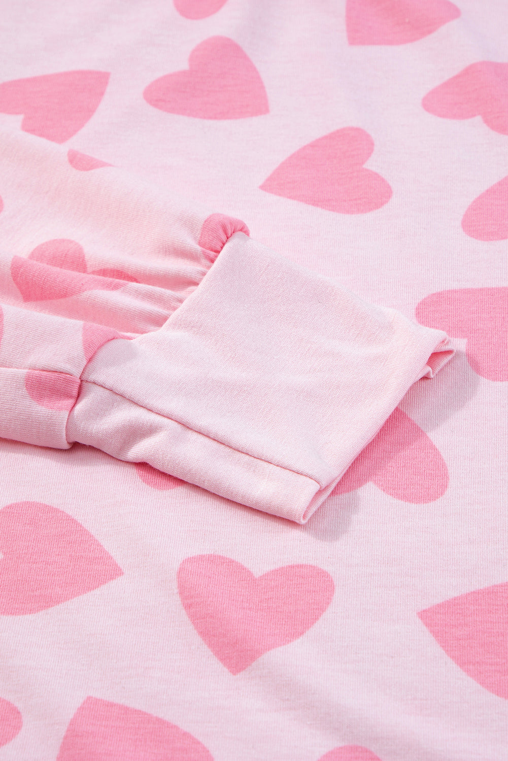 Pink Valentine Heart Shape Print Long Sleeve Top Shorts Lounge Set