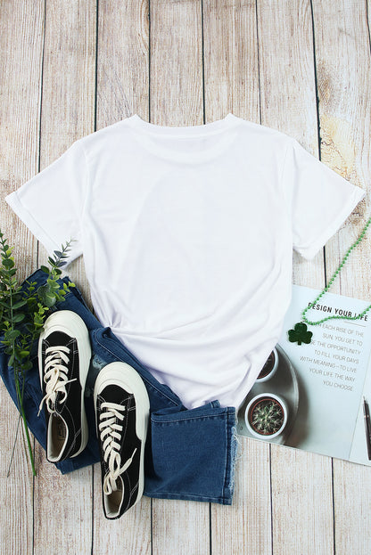 White Solid Color Crew Neck Tee