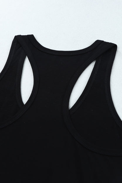 Black Scoop Neck Basic Solid Tank Top