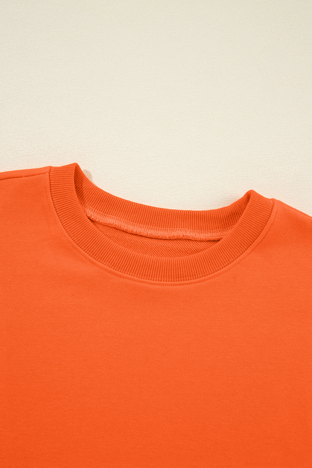 Orange Solid Classic Crewneck Pullover Sweatshirt