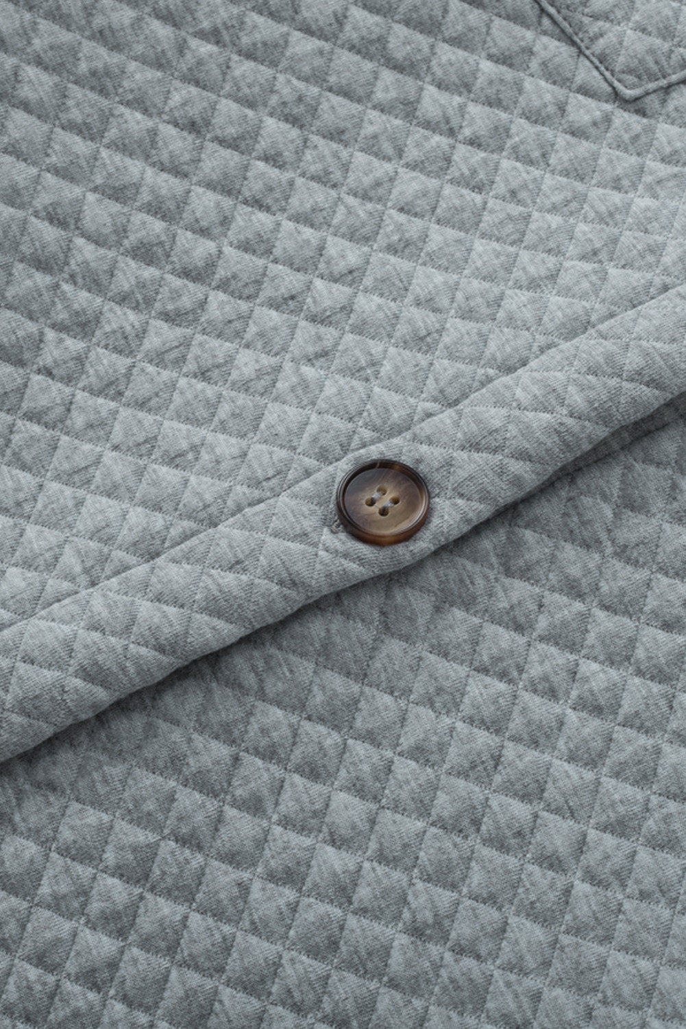 Gray Lattice Texture Retro Flap Pocket Button Quilted Shacket