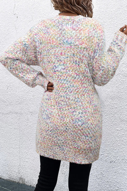 Yellow Multicolor Confetti Open Front Knit Cardigan