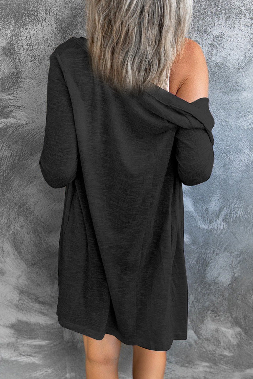 Grey Button Front Lightweight Long Cover Up