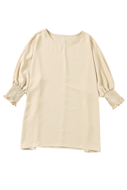 Apricot Smocked Wrist Shift Top