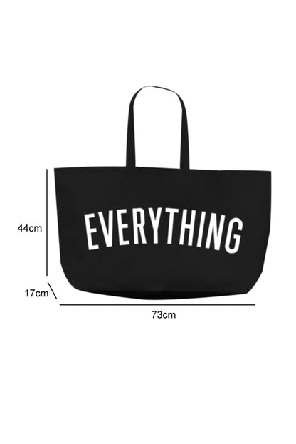 White 73*17*44cm EVERYTHING Letter Print Large Canvas Tote Bag