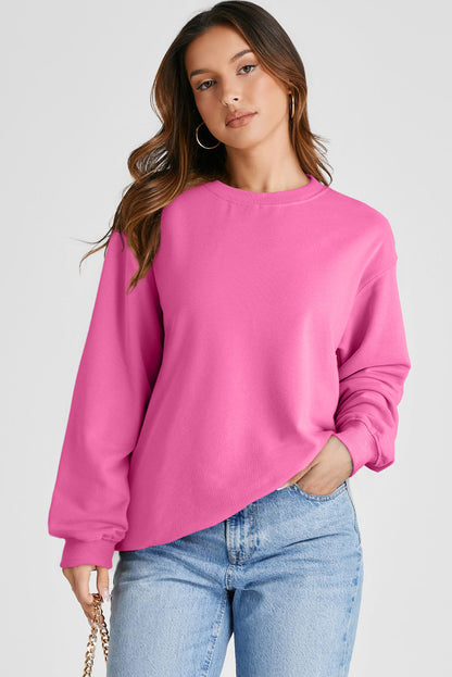 Bonbon Plain Drop Shoulder Crewneck Pullover Sweatshirt