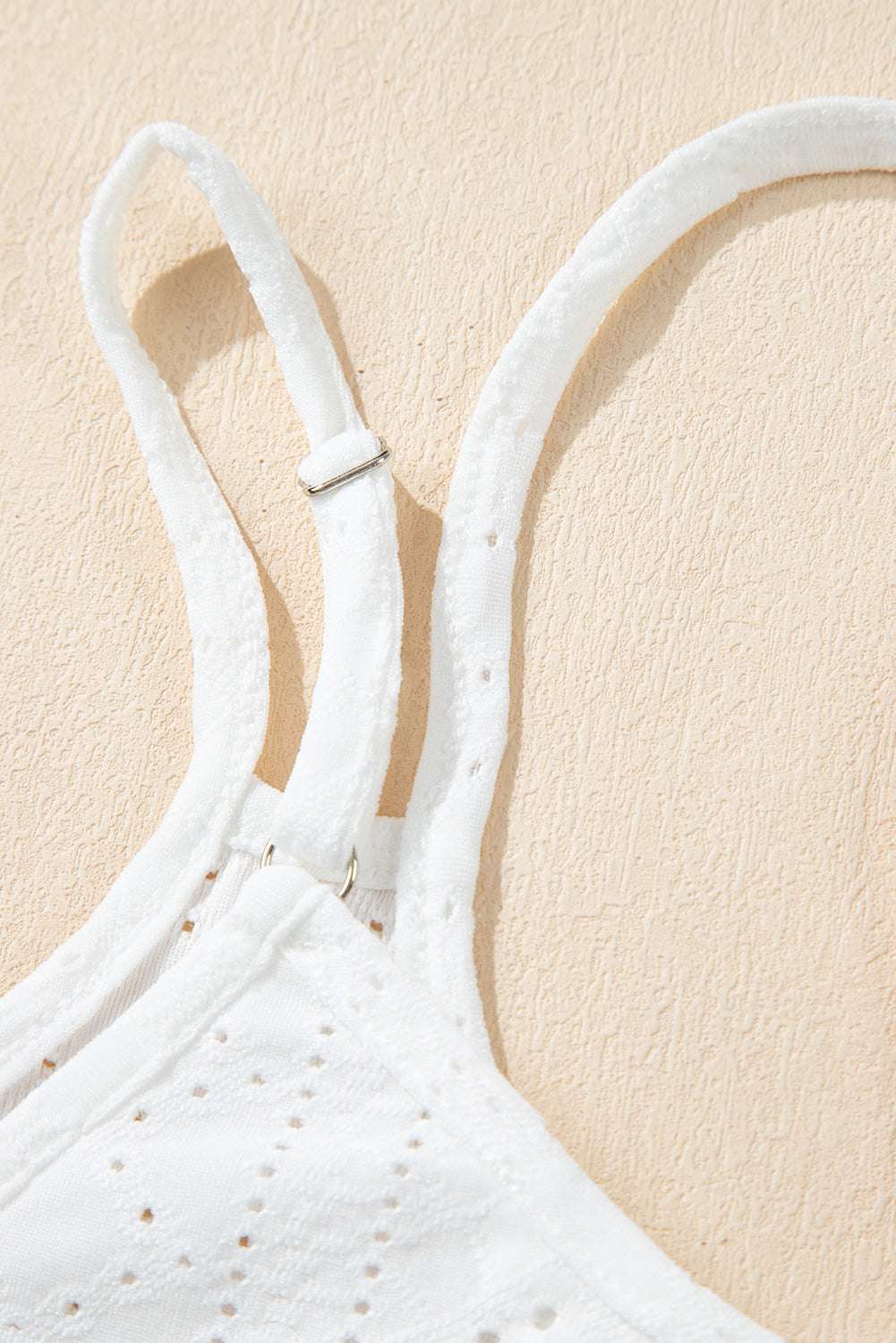 White Eyelet Strappy Scoop-Neck Tank Top