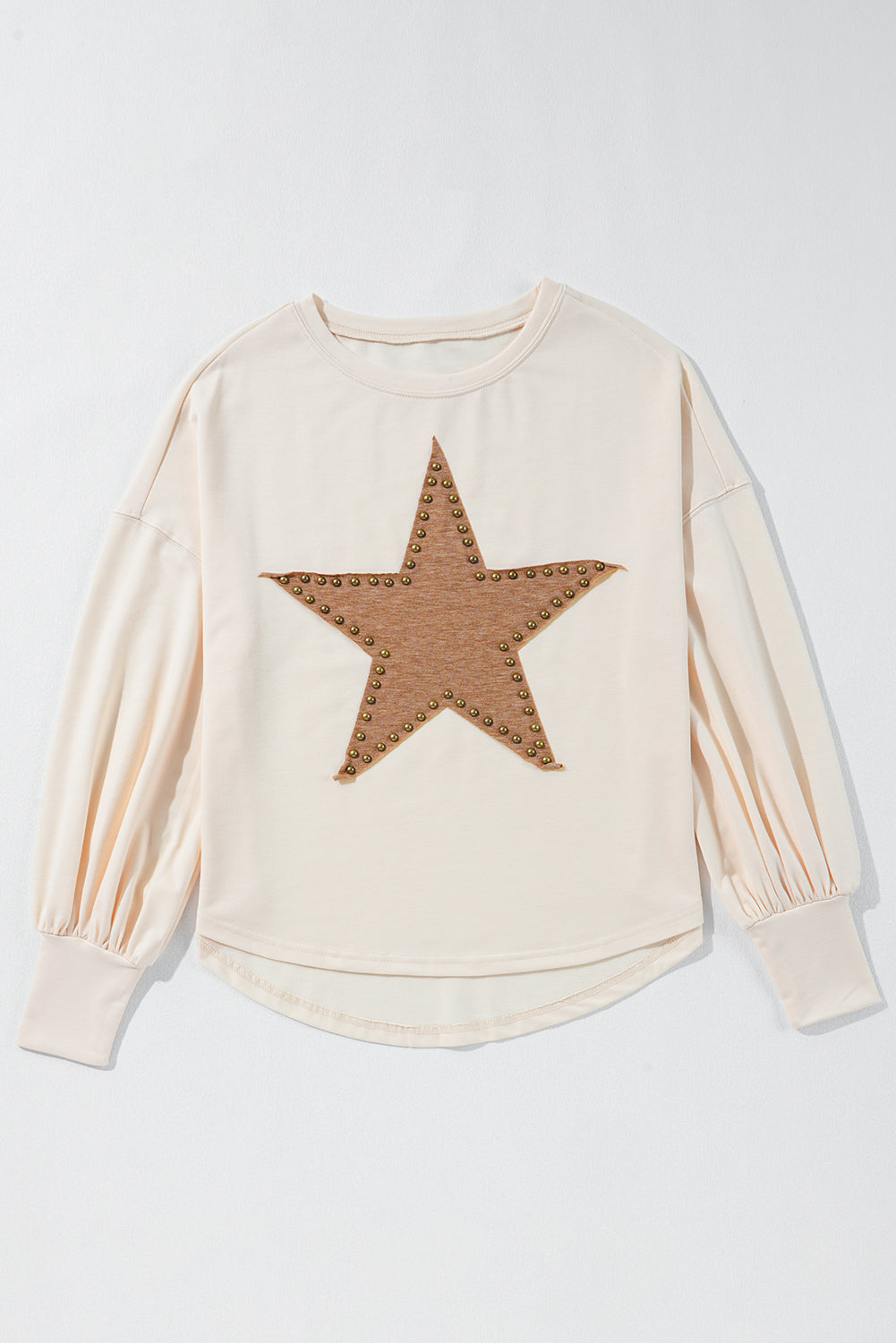 Apricot Studded Star Graphic Oversized Long Sleeve Top