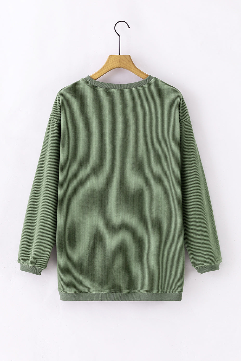 Green Ribbed Corded Oversized Sweatshirt