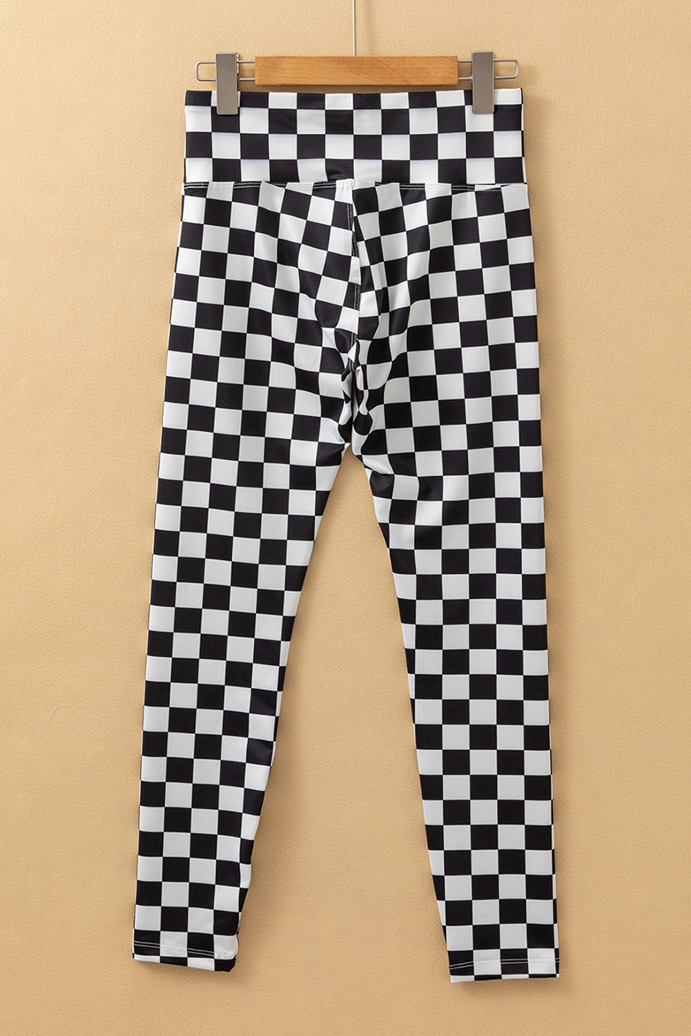 Black Checkered Pattern High Waist Skinny Leggings