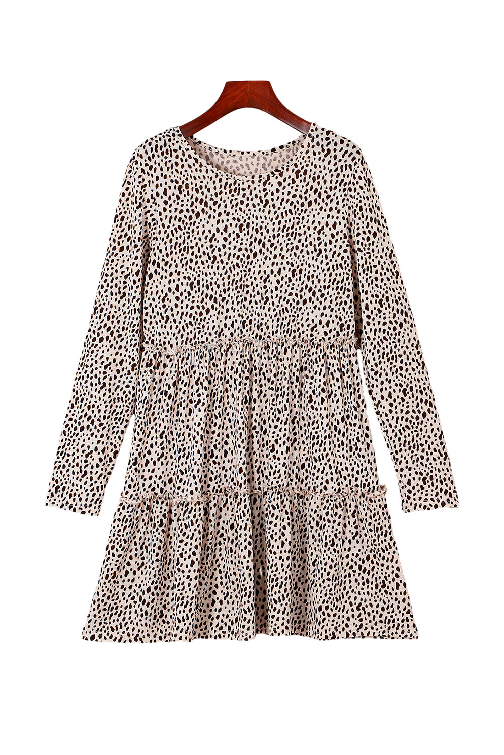 Leopard Animal Print Tiered Long Sleeve Dress